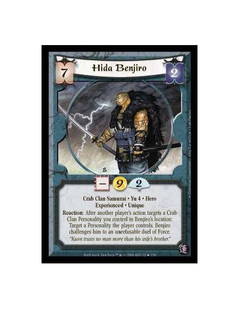 Hida Benjiro Exp FOIL (Spanish Language)  - Crab Clan Samurai · Yu 4 · Hero · Experienced · Unique. Reaction: After another play