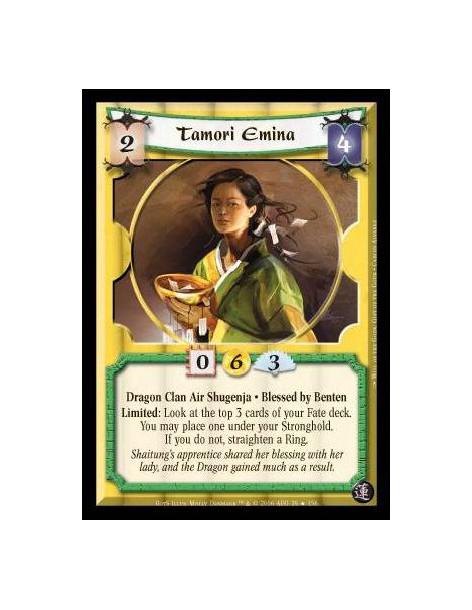 Tamori Emina FOIL  - Dragon Clan Air Shugenja · Blessed by Benten. Limited: Look at the top 3 cards of your Fate deck. You may p
