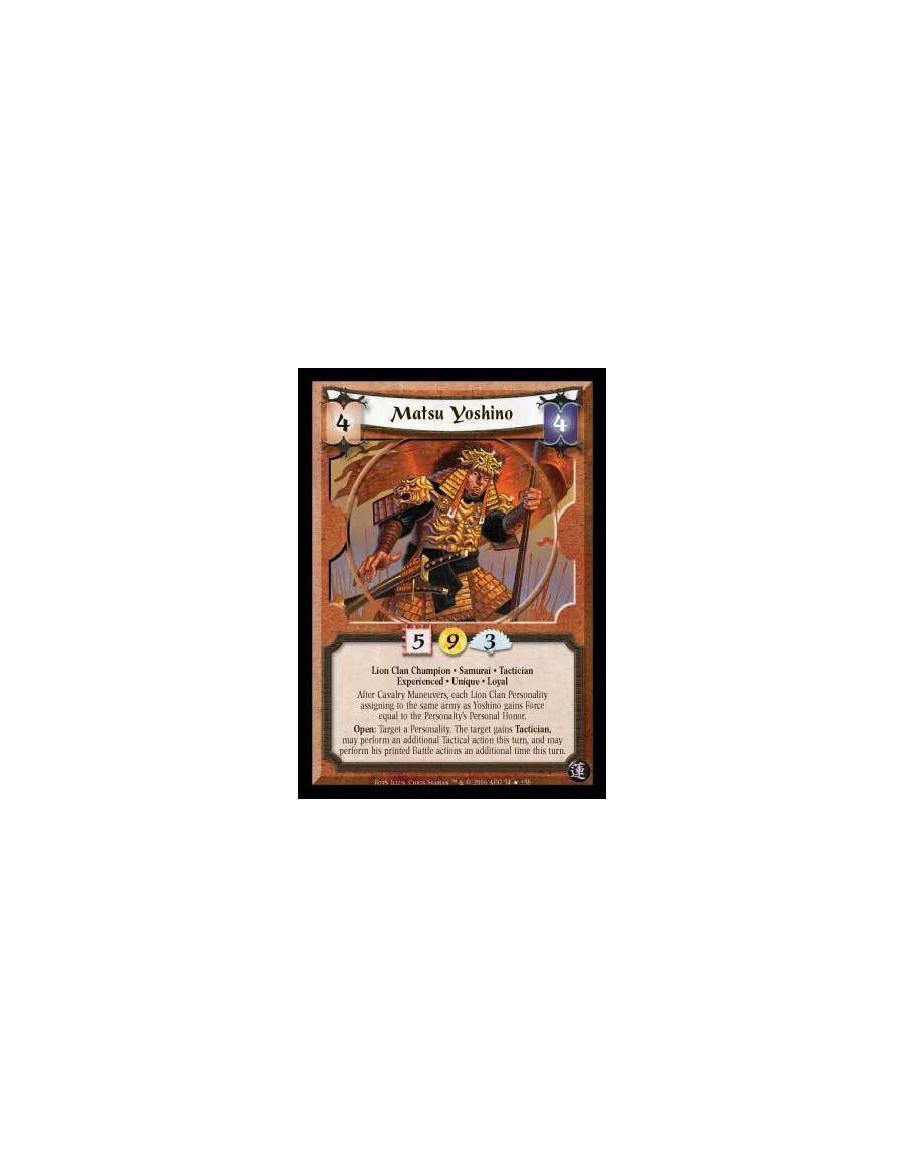 Matsu Yoshino Exp FOIL (Español)  - Lion Clan Champion · Samurai · Tactician · Experienced · Unique · Loyal. After Cavalry Maneu