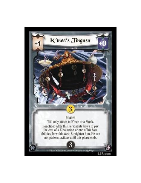 K'mee's Jingasa  - Jingasa. Will only attach to K?mee or a Monk. Reaction: After this Personality bows to pay the cost of a Kiho