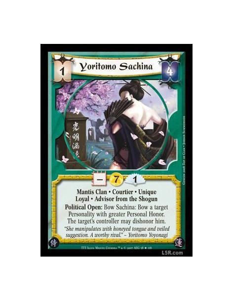 Yoritomo Sachina  - Mantis Clan · Courtier · Unique · Loyal · Advisor from the Shogun. Political Open: Bow Sachina: Bow a target
