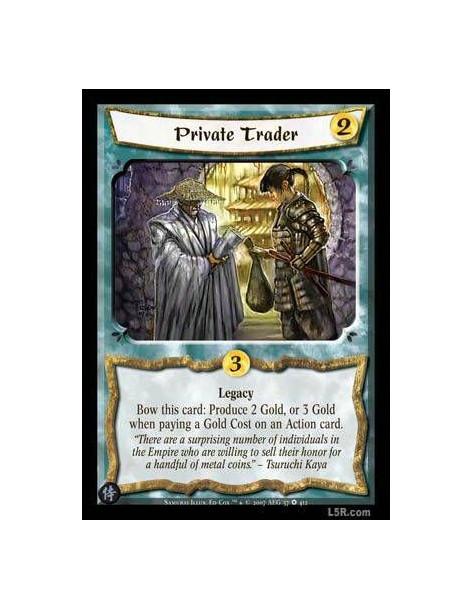 Private Trader  - Legacy. Bow this card: Produce 2 Gold, or 3 Gold when paying a Gold Cost on an Action card.