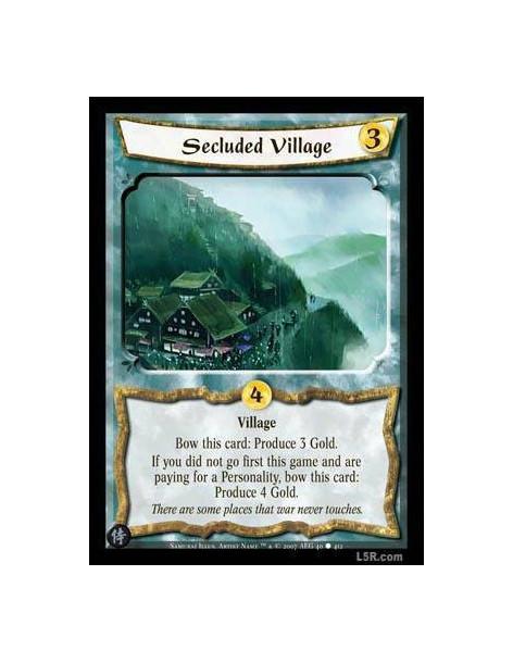 Secluded Village (Spanish)  - Village Bow this card: Produce 3 Gold. If you did not go first this gameand are paying for a Perso