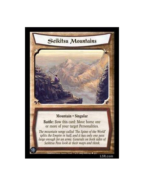Seikitsu Mountains  - Mountain · Singular Battle: Bow this card:move home one or more of your target Personalities.