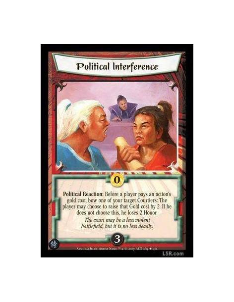 Political Interference  - Political Reaction : Before a player pays an action's gold cost, bow one of your target Courtiers: The