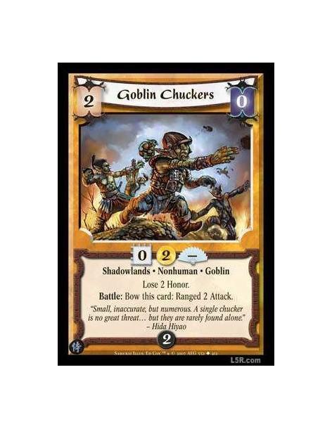 Goblin Chuckers  - Shadowlands · Nonhuman · Goblin Lose 2 Honor. Battle : Bow this card: Ranged 2 Attack.