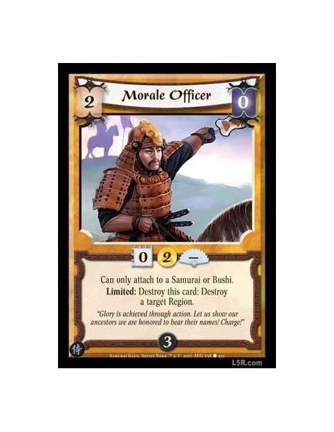 Morale Officer  - Can only attach to a Samurai or Bushi. Limited : Destroy this card: Destroy a target Region.