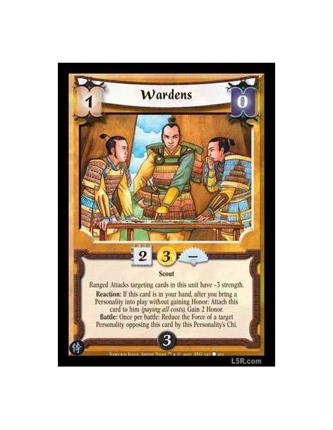 Wardens  - Scout Ranged Attacks targeting cards in this unit have -3 strength. Reaction : If this card is in your hand, after yo