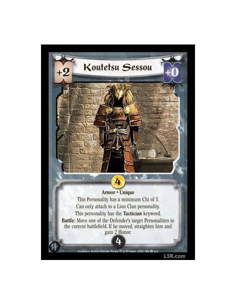 Koutetsu Sessou (Idioma Español)  - Armor · Unique. This personality has a minimum Chi of 5. Can only attach to a Lion Clan Pers