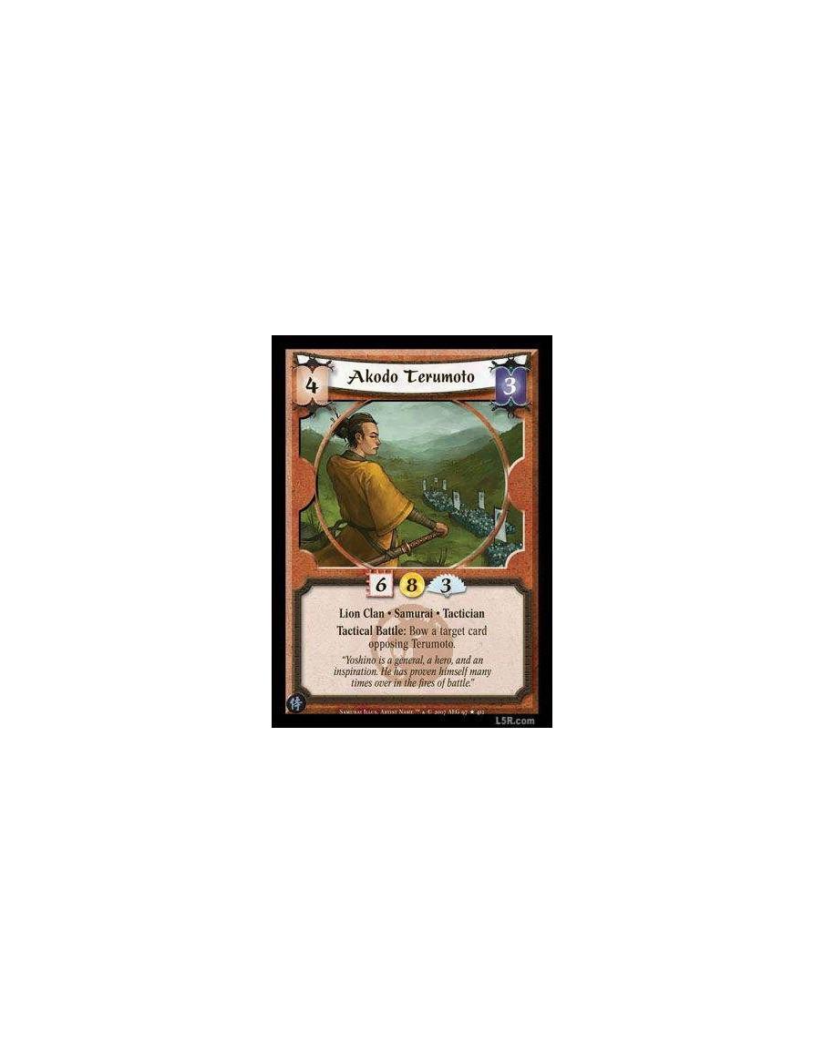 Akodo Terumoto FOIL  - Lion Clan · Samurai · Tactician. Tactical Battle: Bow a target card opposing Terumoto.