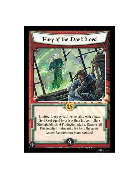 Fury of the Dark Lord FOIL  - Limited : Destroy each Personality with a base Gold Cost equal to or less than his controller's St