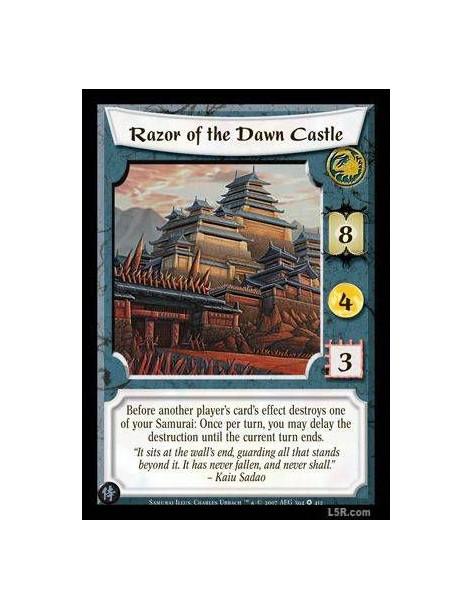 Razor of the Dawn Castle Full Bleed  - Before another player's card's effect destroys one of your Samurai: Once per turn, you ma