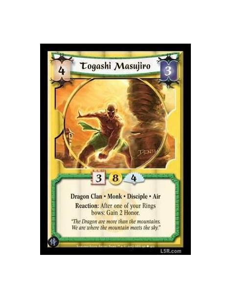 Togashi Masujiro FOIL  - Dragon Clan · Monk · Disciple · Air  Reaction:  After one of your Rings bows: Gain 2 Honor.