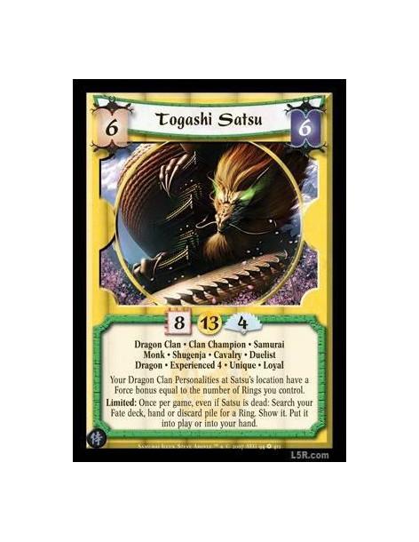 Togashi Satsu Exp4 Full Bleed  - Dragon Clan · Clan Champion · Samurai · Monk · Shugenja · Cavalry · Duelist · Dragon · Experien