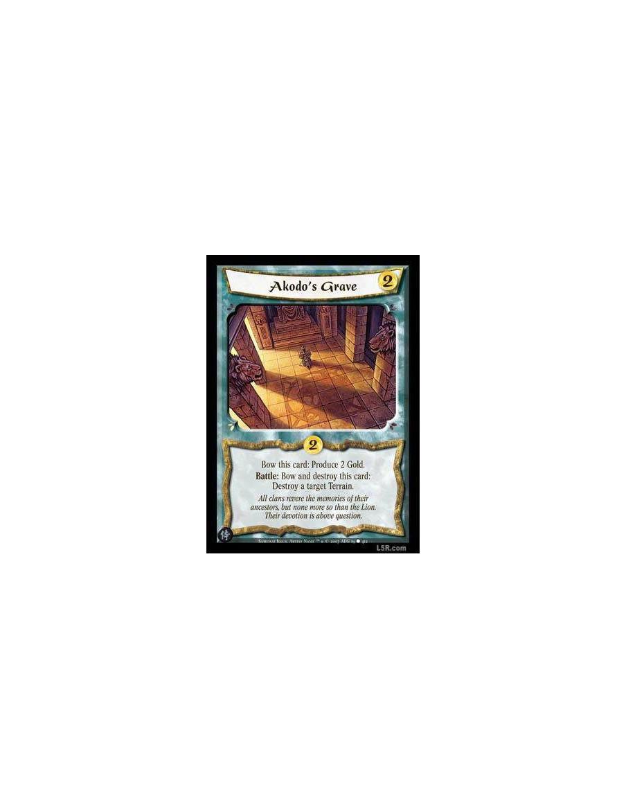 Akodo's Grave FOIL  - Bow this card: Produce 2 Gold. Battle: Bow and destroy this card: Destroy a target a Terrain.
