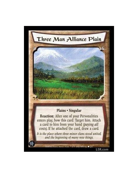 Three Man Alliance Plain FOIL  - Plains · Singular Reaction: After one of your personalities enter play, bow this card: Target h