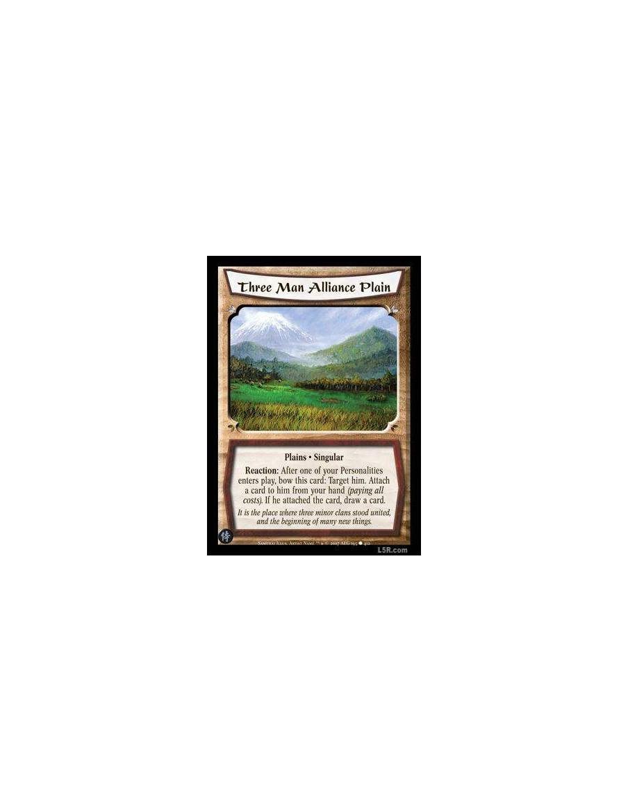 Three Man Alliance Plain FOIL  - Plains · Singular Reaction: After one of your personalities enter play, bow this card: Target h