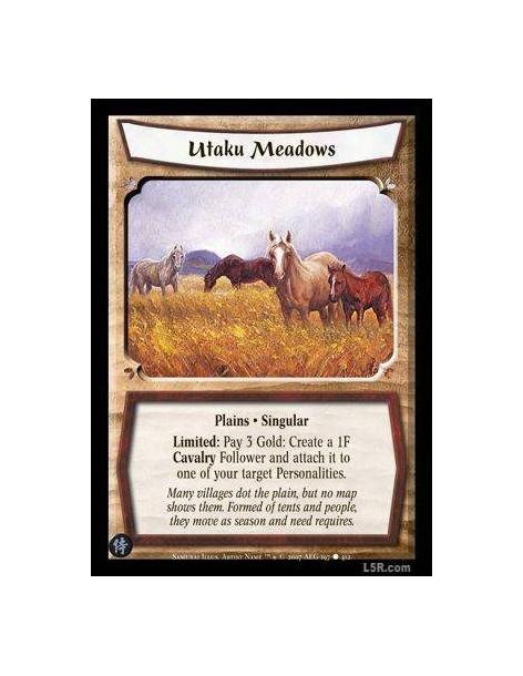 Utaku Meadows FOIL  - Plains · Singular Limited: Pay 3 gold: Create a 1F Cavalry Follower and attach it to one of your target Pe