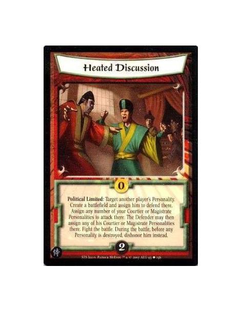 Heated Discussion  - Political Limited: Target another's player Personality. Create a battlefield and assing him to defend there