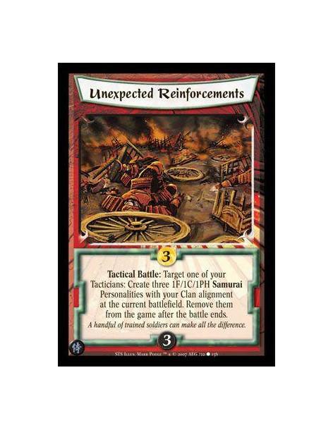 Unexpected Reinforcements  - Tactical Battle: Target one of your Tacticians: Create three 1F/1C/1PH Samurai Personalities with y