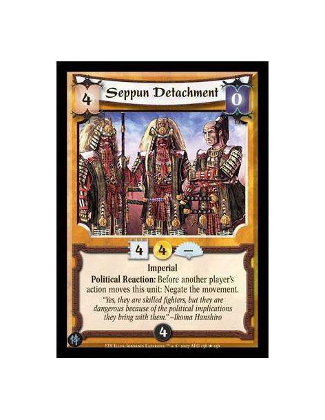 Seppun Detachment (Spanish)  - Imperial. Political Reaction: Before another player's action moves this unit: Negate the movement