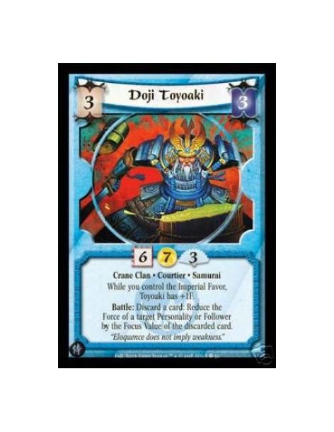 Doji Toyoaki  - Crane Clan • Samurai • Courtier While you control the Imperial Favor, Toyoaki has +1F.Battle: Discard a card: Re