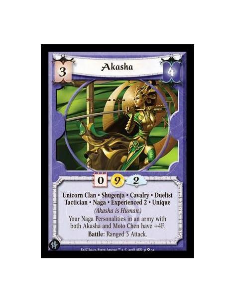 Akasha Exp2  - Unicorn Clan • Shugenja • Cavalry • Duelist Tactician • Naga • Experienced 2 • Unique (Akasha is Human.) Your Nag