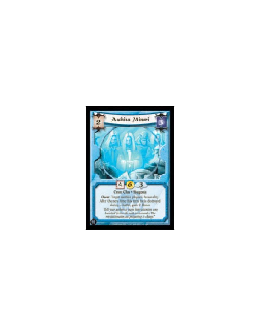 Asahina Minori  - Crane Clan • Shugenja  Open: Target another player's Personality. After the next time this turn he is destroye